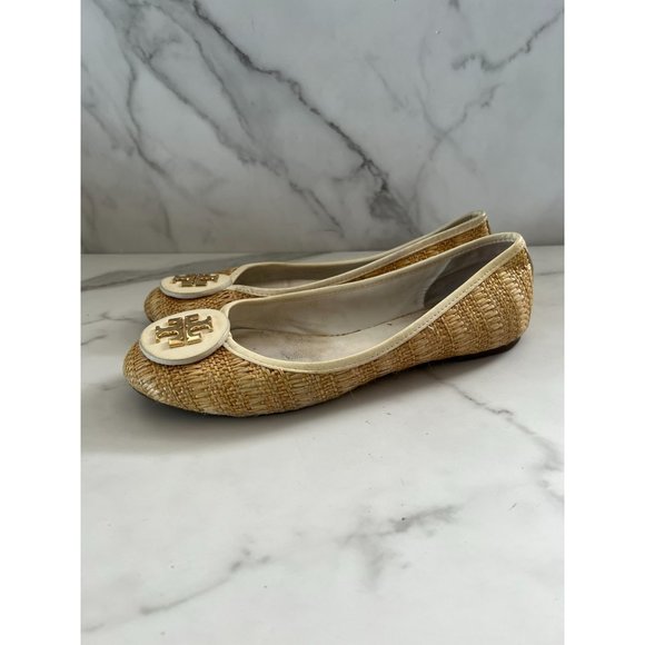 TORY BURCH Raffie Cream Ballet Flats Sz 8 - Picture 3 of 7